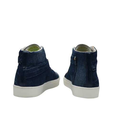 Handmade Sneakers bue color and blue leather.